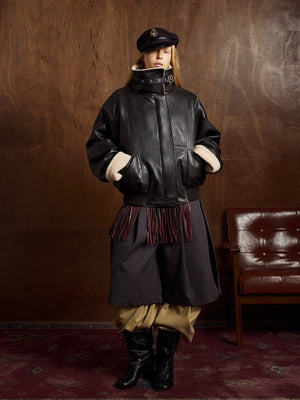 Vintage Shearling Collar Quilted Leather Jacket - thumbnail 9