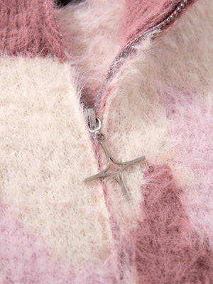 Contrast Stripe Butterfly Jacquard Half-zip Sweater - thumbnail 8