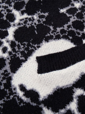 Vintage Skull Leopard Jacquard Knitted Cardigan - thumbnail 21