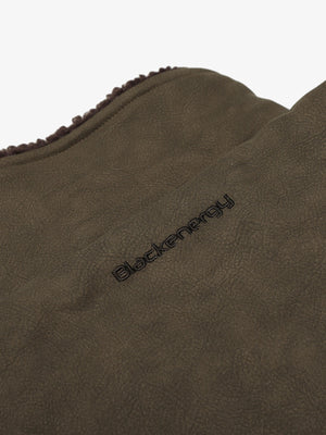 Vintage Zipper Pocket Design Sherpa Lined Collar Padded Jacket - thumbnail 7