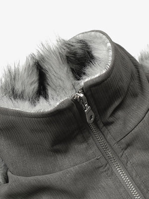 Vintage Dual-layer Collar Fleece-lined Zipper Jacket - thumbnail 10