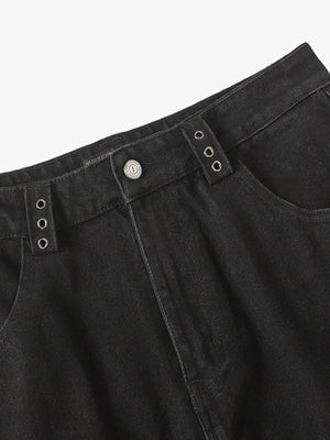 Two tone baggy jeans – waistband grommet close-up | XoKool