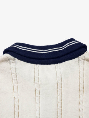 Retro College Polo Collar Knit Sweater - thumbnail 6