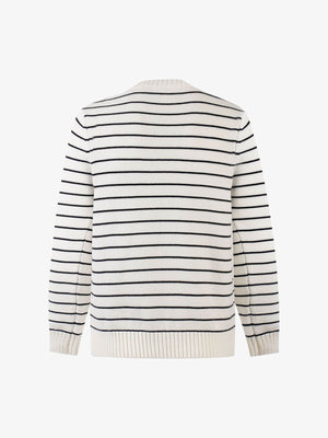 Striped Star Jacquard Loose Knitted Sweater - thumbnail 2