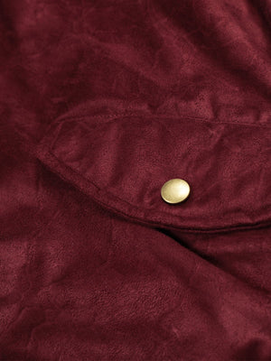 Suede bomber jacket – snap pocket flap close-up | XoKool