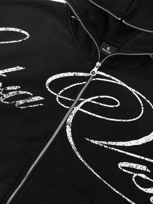 High Street Script Letter Print Zip-up Hoodie Jacket - thumbnail 22
