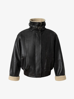 Vintage Shearling Collar Quilted Leather Jacket - thumbnail 11