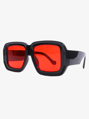 Retro Square Frame Wide Temple Sunglasses - thumbnail 1