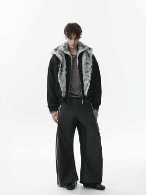 Vintage Dual-layer Collar Fleece-lined Zipper Jacket - thumbnail 8