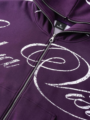 High Street Script Letter Print Zip-up Hoodie Jacket - thumbnail 11