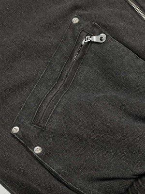 Pocket Zip Up Fur Collar Work Quilted Jacket - thumbnail 15