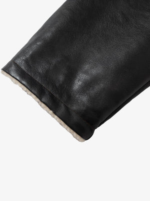 Vintage Shearling Collar Quilted Leather Jacket - thumbnail 16