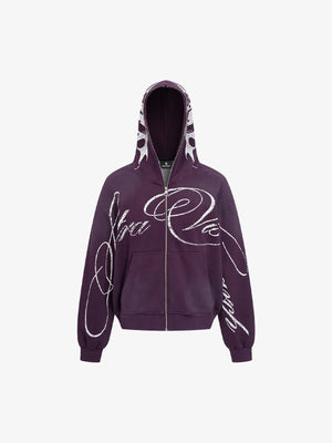 High Street Script Letter Print Zip-up Hoodie Jacket - thumbnail 1