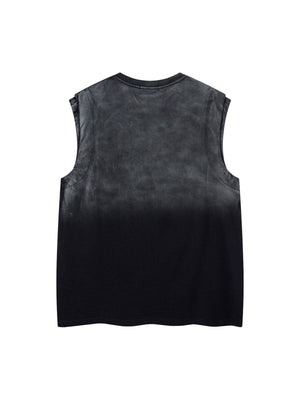 Washed Heavy-duty Letter Embroidered Waistcoat - thumbnail 4