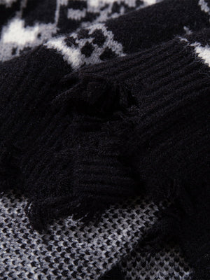Vintage Skull Leopard Jacquard Knitted Cardigan - thumbnail 23