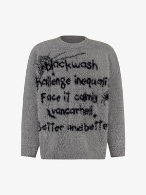Retro Letter Jacquard Mink Sweater - thumbnail 3