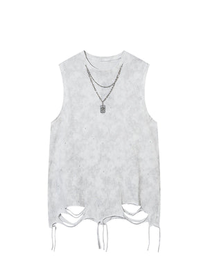 Street Chain Waistcoat Ripped Vest - thumbnail 2