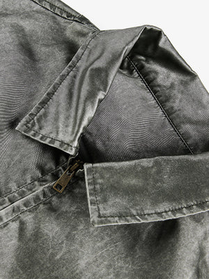 Retro Utility Nylon Patchwork Bomber Jacket - thumbnail 3
