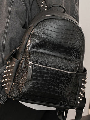 Rivet Crocodile-Print Backpack - thumbnail 4