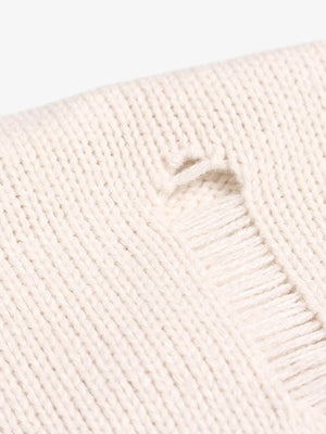 Distressed Ripped-Edge Turtleneck Diamond Star Zipper Knitted Sweater - thumbnail 13