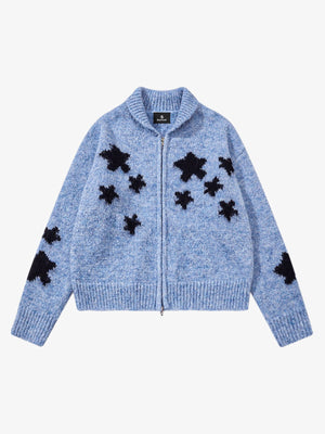 Casual Star Jacquard Double-Zip Cardigan Sweater - thumbnail 2