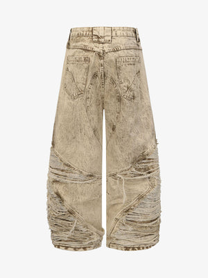 Sand Acid Wash Moto Baggy Jeans – Back flat | XoKool
