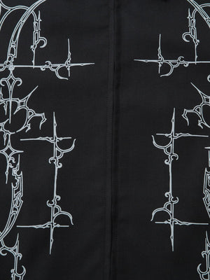 Street Gothic PU Leather Collar With Thorn Print Jacket - thumbnail 8
