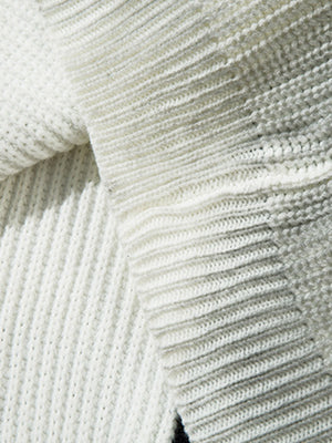 Ribbed Knit Dirty Dyed Embroidery Cross Sweater - thumbnail 4