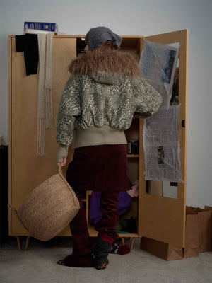 Retro Cheetah Fur Collar Cotton Jacket - thumbnail 6