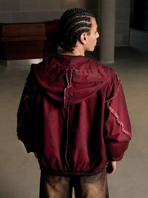 Washed Distressed Fur Hooded Jacket - thumbnail 7