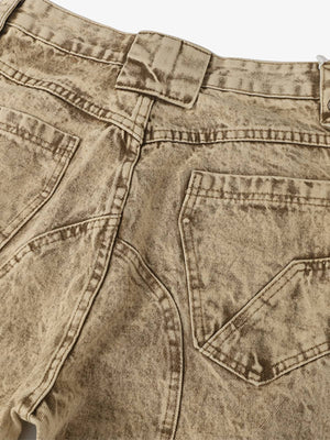 Sand Acid Wash Moto Baggy Jeans – Back pocket close-up | XoKool