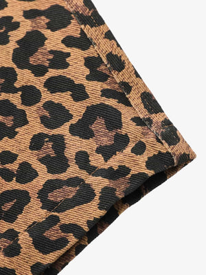 Retro Leopard Print Pleated Pocket Casual Pants - thumbnail 4