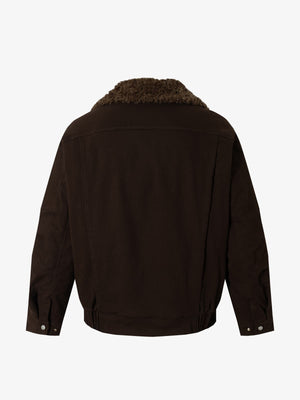 Street Punk Oblique Zipper Lambswool Collar Quilted Jacket - thumbnail 12