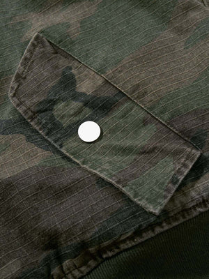Retro Camouflage Faux Two-Piece Bomber Jacket - thumbnail 9