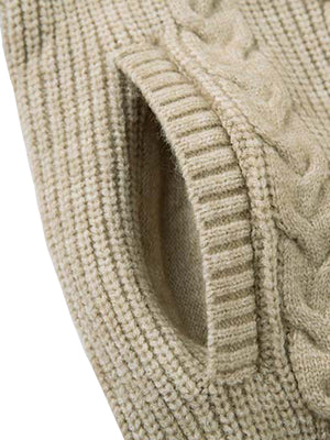 Knitted Vintage Floral Wheat Ear Pattern Double Zip Sweater - thumbnail 8
