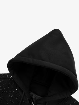 Retro Rhinestone Double Zipper Cotton Jacket - thumbnail 4