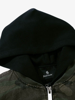Retro Camouflage Faux Two-Piece Bomber Jacket - thumbnail 3