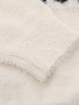 Letter Embroidery Round Neck Casual Sweater - thumbnail 7