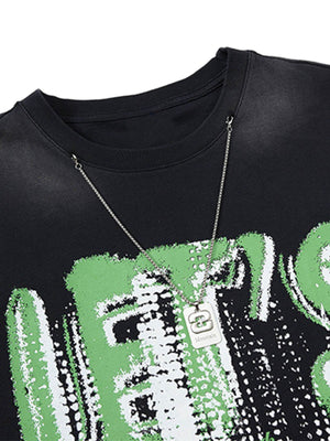 Street Graphic Spray Print Necklace T-Shirt - thumbnail 3