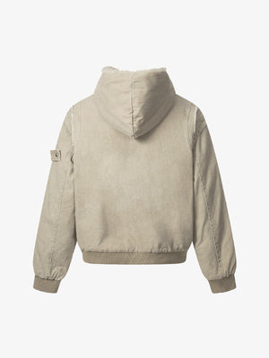 Retro Washed Fleece-lined Hooded Work Jacket - thumbnail 3