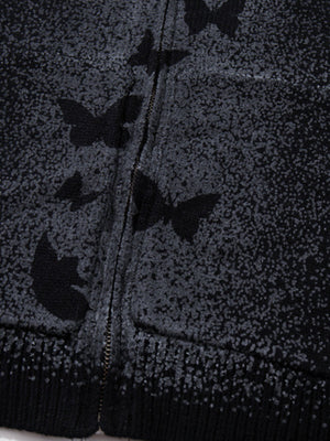 Street Dark Phantom Butterfly Stand-Collar Knit Cardigan Sweater - thumbnail 10