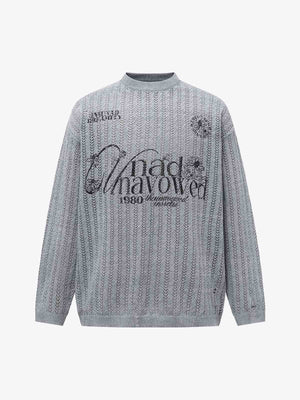 Streetwear Retro Hollow-Out Knit Sweater - thumbnail 1