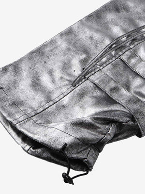 Retro Silver Loose Metallic Straight Pants - thumbnail 8