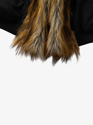 Street Dark Shadow Fur Collar Quilted Bomber Jacket - thumbnail 14