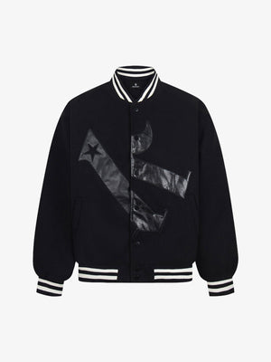 Vintage Patchwork Leather Baseball Jacket - thumbnail 1