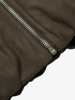 Vintage Zipper Pocket Design Sherpa Lined Collar Padded Jacket - thumbnail 11