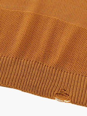 Vintage Hollow Ripped Knit Sweater - thumbnail 8