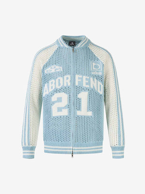 Hollow Knit Sports Zipper Racing Jacket - thumbnail 1