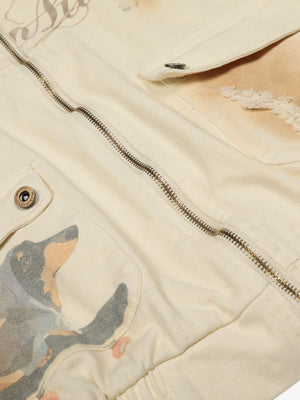 Rust Washed Vintage Dog Graphic Workwear Jacket - thumbnail 5