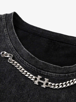 Camiseta sin mangas Heart Break – detalle de la cadena en el escote | XoKool